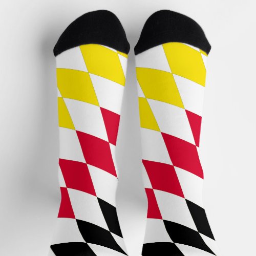 Black Red Yellow Blue Bavaria Diamond Flag Pattern Socks