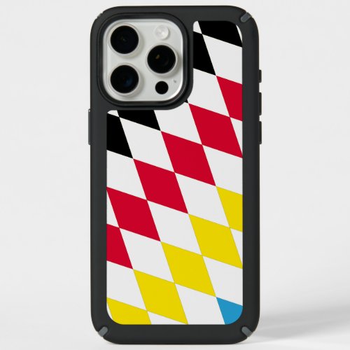 Black Red Yellow Blue Bavaria Diamond Flag Pattern iPhone 15 Pro Max Case