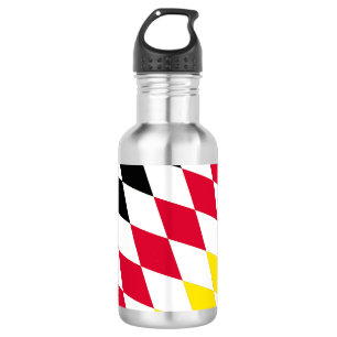 Black Red Yellow Blue Bavaria Diamond Flag Pattern Stainless Steel Water Bottle