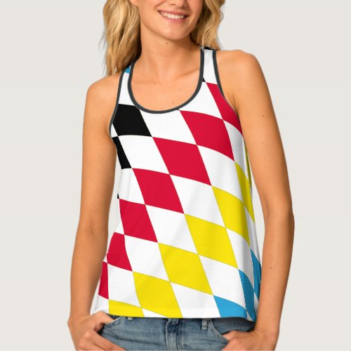 Black Red Yellow Blue Bavaria Diamond Flag Pattern Tank Top