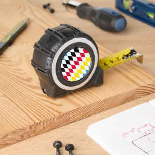 Black Red Yellow Blue Bavaria Diamond Flag Pattern Tape Measure