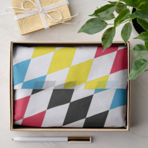 Black Red Yellow Blue Bavaria Diamond Flag Pattern Tissue Paper