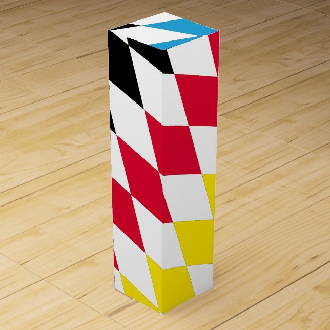Black Red Yellow Blue Bavaria Diamond Flag Pattern Wine Box (Front)