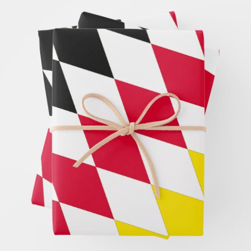 Black Red Yellow Blue Bavaria Diamond Flag Pattern Wrapping Paper Sheets