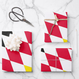 Black Red Yellow Blue Bavaria Diamond Flag Pattern Wrapping Paper Sheets