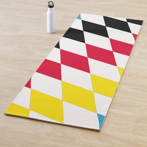 Black Red Yellow Blue Bavaria Diamond Flag Pattern Yoga Mat