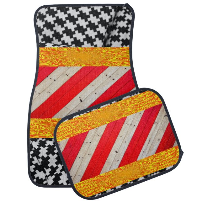 Black Red Yellow Car Floor Mat (Set)