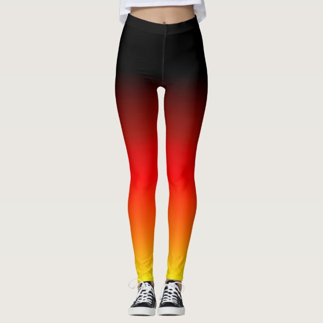 Black Red Yellow gradient Leggings (Front)