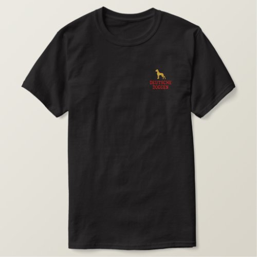 Black Red Yellow Great Dane flagged Embroidered Po Embroidered T_Shirt