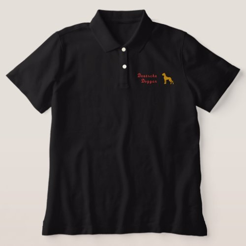 Black Red Yellow Great Dane flagged Embroidered Polo Shirt