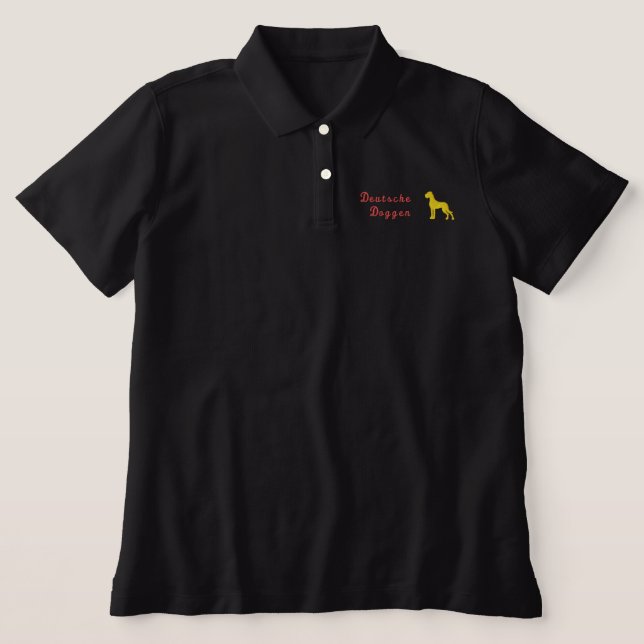 Black Red Yellow Great Dane flagged Embroidered Polo Shirt (Design Front)