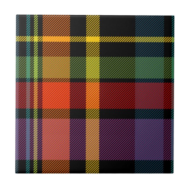 Black, red, yellow, green and purple tartan tile (Front)