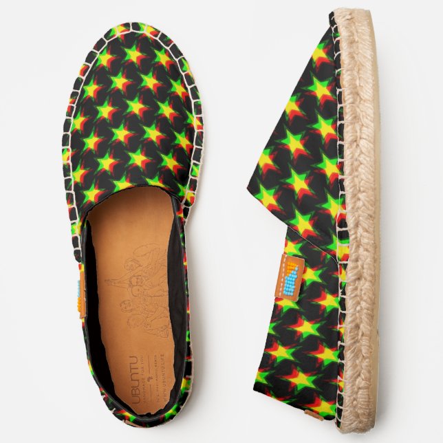  Black Red Yellow Green Prismatic Star Modern Cool Espadrilles (Side)