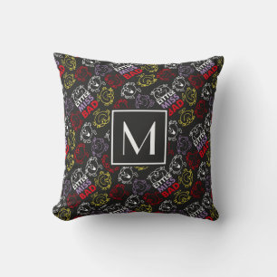 Black, Red & Yellow Pattern Monogram Throw Pillow