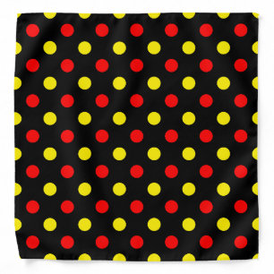 Black  Red Yellow Polka Dots Design  Bandana