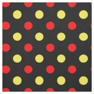 Black  Red Yellow Polka Dots Design  Fabric