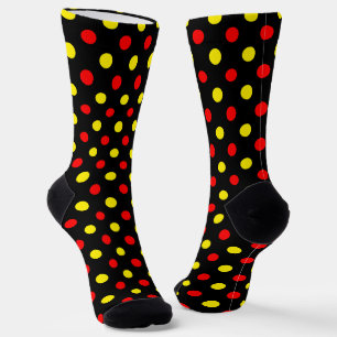 Black Red Yellow Polka Dots Design Socks