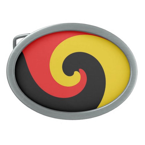 Black Red Yellow Retro Funky Paint Abstract Art Oval Belt Buckle