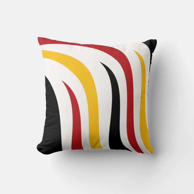 Black Red Yellow Stripes Throw Pillow (Front)