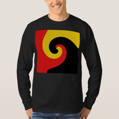 Black Red Yellow Swirl Retro Painting Abstract Art T_Shirt