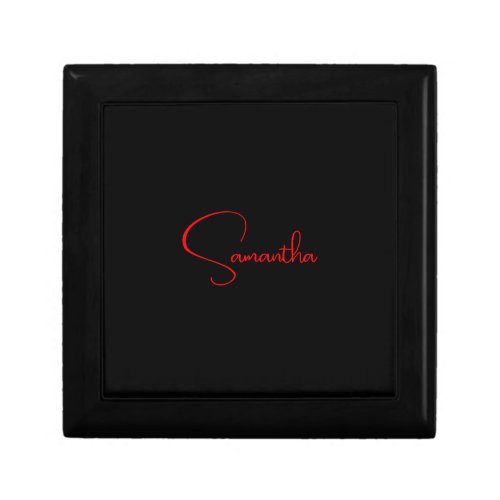 Black Red Your Name Minimalist Modern Calligraphy Gift Box