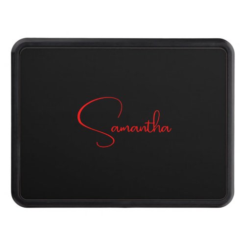 Black Red Your Name Minimalist Modern Calligraphy Hitch Cover