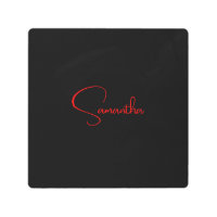 Black Red Your Name Minimalist Modern Calligraphy