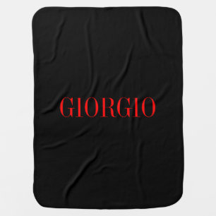 Black Red Your Name Minimalist Personal Modern Baby Blanket