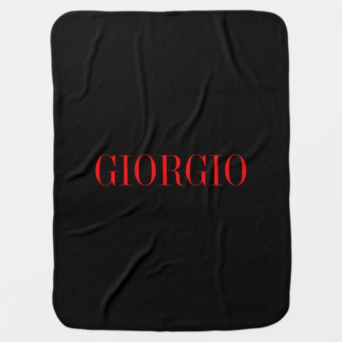 Black Red Your Name Minimalist Personal Modern Baby Blanket