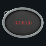 Black Red Your Name Minimalist Personal Modern Belt Buckle<br><div class="desc">Modern Professional Simple Design.</div>
