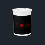 Black Red Your Name Minimalist Personal Modern Beverage Pitcher<br><div class="desc">Modern Professional Simple Design.</div>