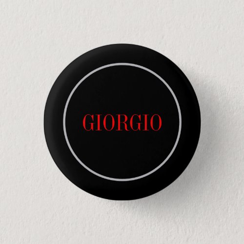 Black Red Your Name Minimalist Personal Modern Button