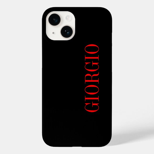 Black Red Your Name Minimalist Personal Modern Case-Mate iPhone Case (Back)