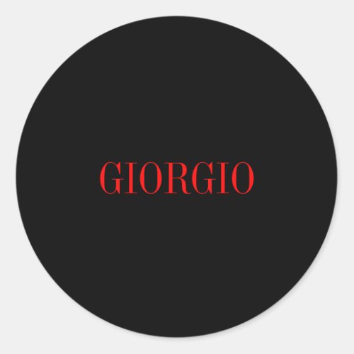 Black Red Your Name Minimalist Personal Modern Classic Round Sticker