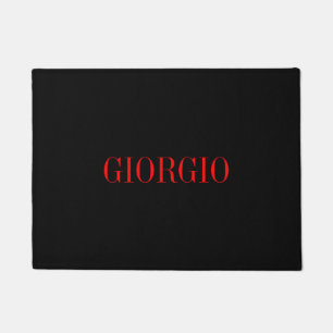 Black Red Your Name Minimalist Personal Modern Doormat