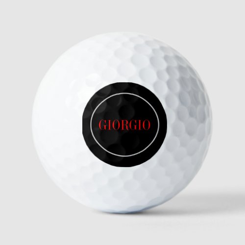 Black Red Your Name Minimalist Personal Modern Golf Balls