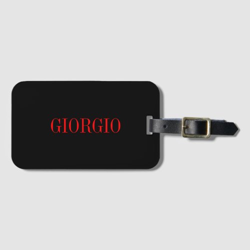 Black Red Your Name Minimalist Personal Modern Luggage Tag
