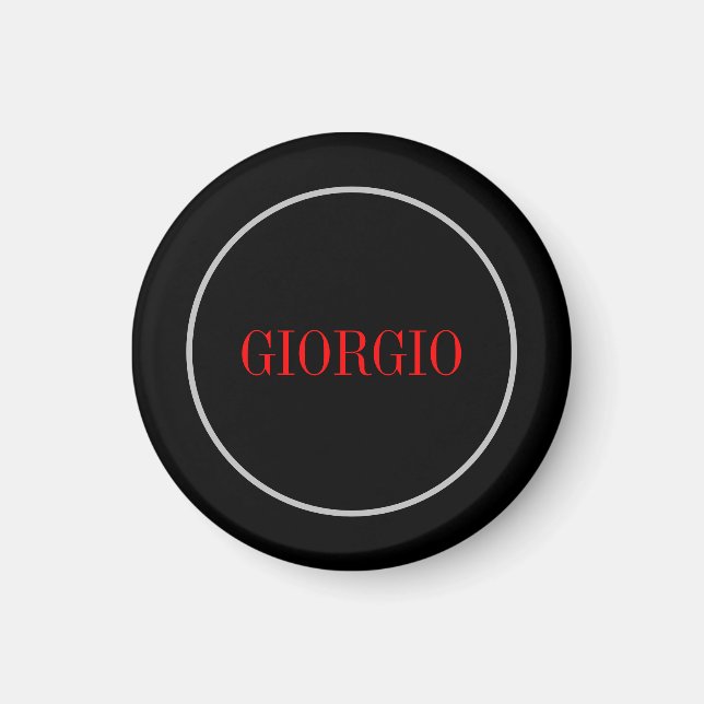 Black Red Your Name Minimalist Personal Modern Magnet (Front)