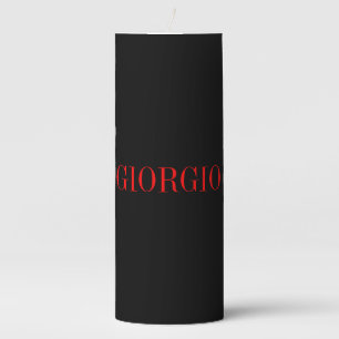 Black Red Your Name Minimalist Personal Modern Pillar Candle