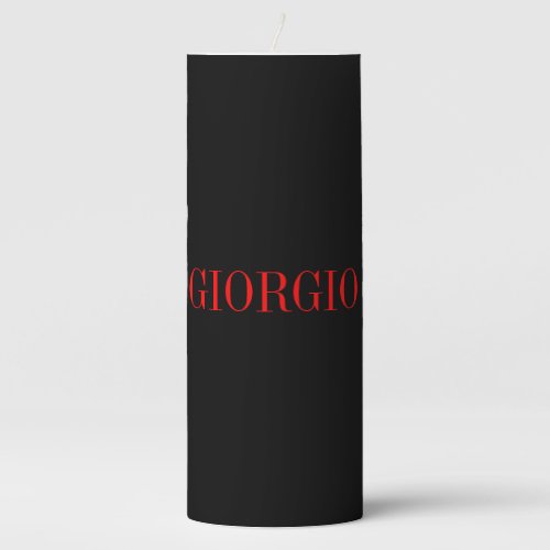 Black Red Your Name Minimalist Personal Modern Pillar Candle