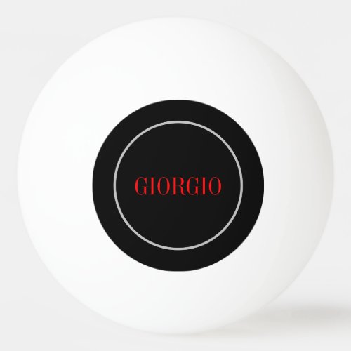 Black Red Your Name Minimalist Personal Modern Ping Pong Ball