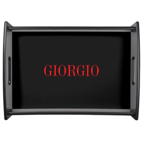 Black Red Your Name Minimalist Personal Modern Serving Tray