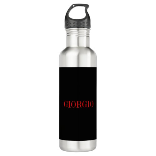 Black Red Your Name Minimalist Personal Modern Stainless Steel Water Bottle