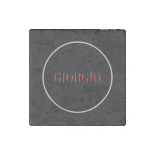 Black Red Your Name Minimalist Personal Modern Stone Magnet