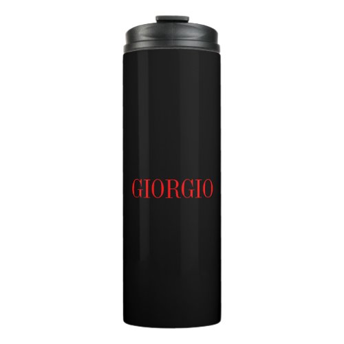 Black Red Your Name Minimalist Personal Modern Thermal Tumbler