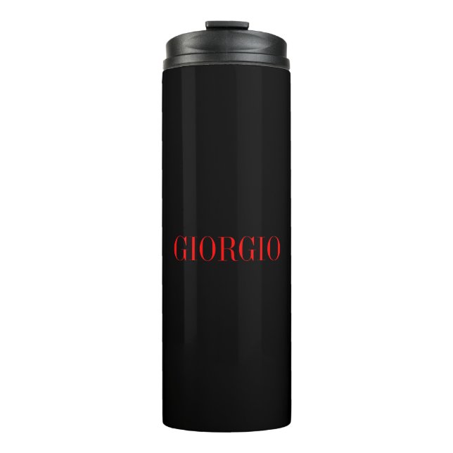 Black Red Your Name Minimalist Personal Modern Thermal Tumbler (Front)