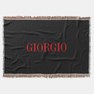 Black Red Your Name Minimalist Personal Modern Throw Blanket
