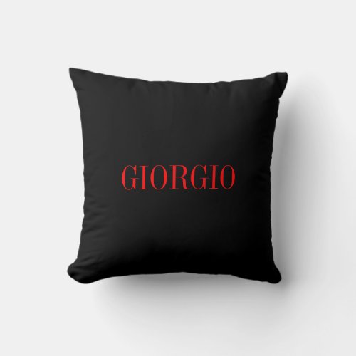Black Red Your Name Minimalist Personal Modern Throw Pillow