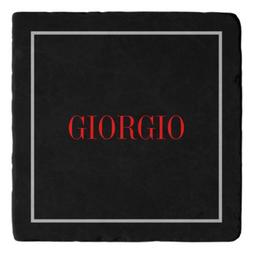 Black Red Your Name Minimalist Personal Modern Trivet