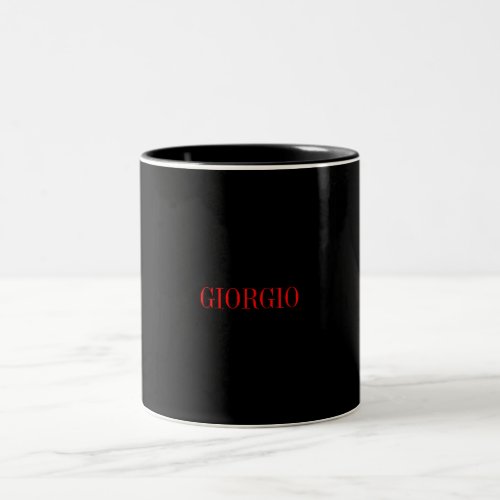 Black Red Your Name Minimalist Personal Modern Two_Tone Coffee Mug